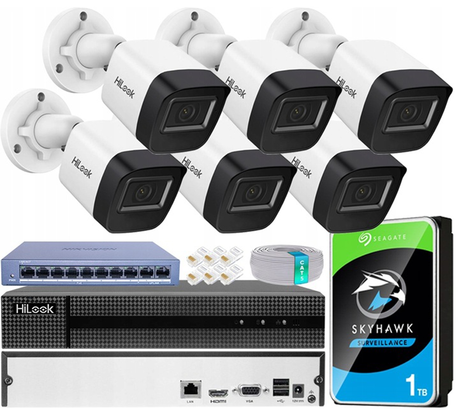 Set Na Monitorovanie Ip 6 Vonkajších Kamier 2MPx Ir PoE Nvr 8 Kanálov