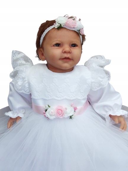 Sukienka * BIAŁA *dla dziewczynki 62 roz. + OPASKA + PASEK