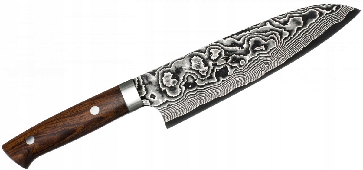 Nôž Santoku Takeshi Saji Iw 18 cm, oceľ VG-10 Ručne kovaný, drevo