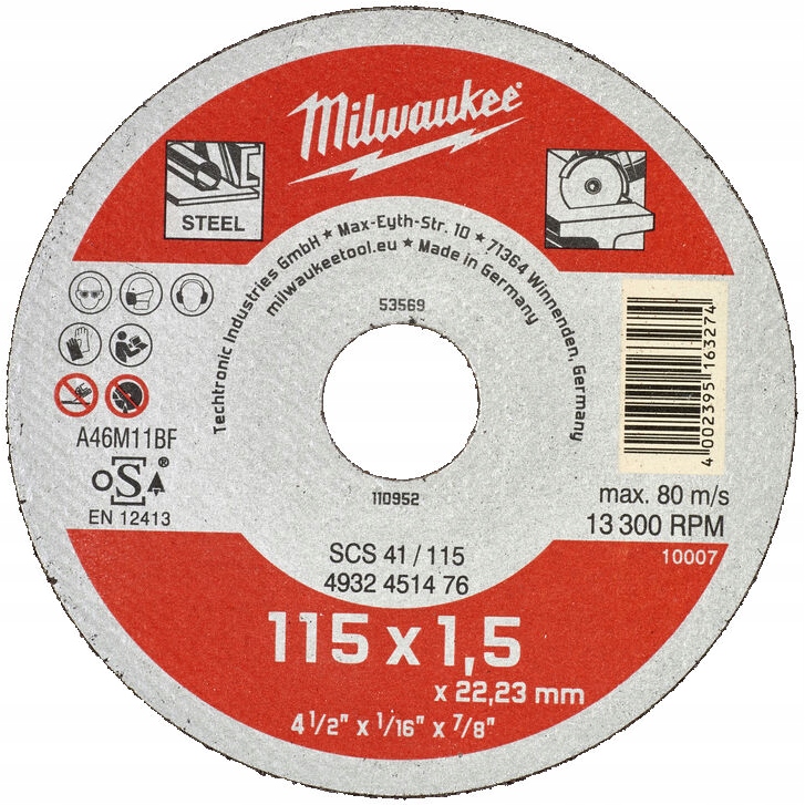

Milwaukee Tarcza Do Metalu Contractor 115x1,5mm