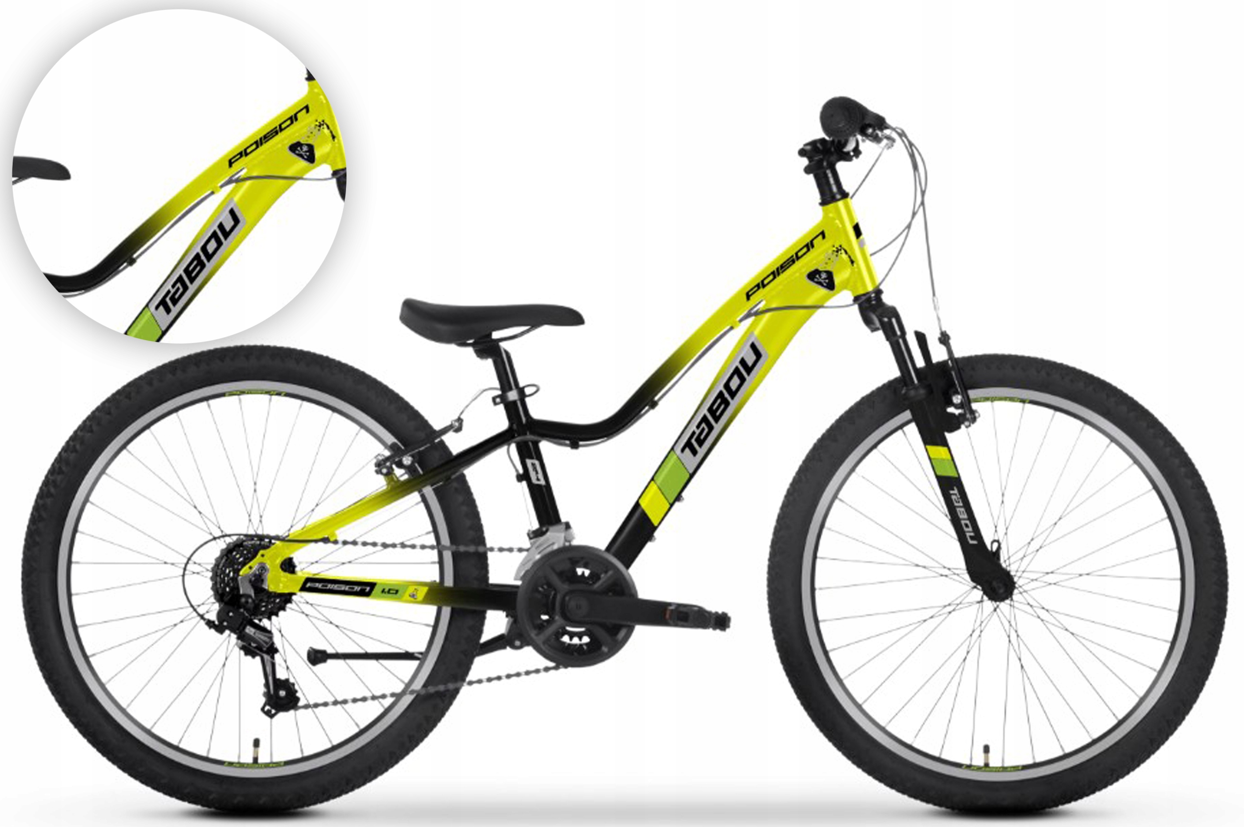 Rower dziecięcy 24" Tabou Poision limonkowy czarny R25