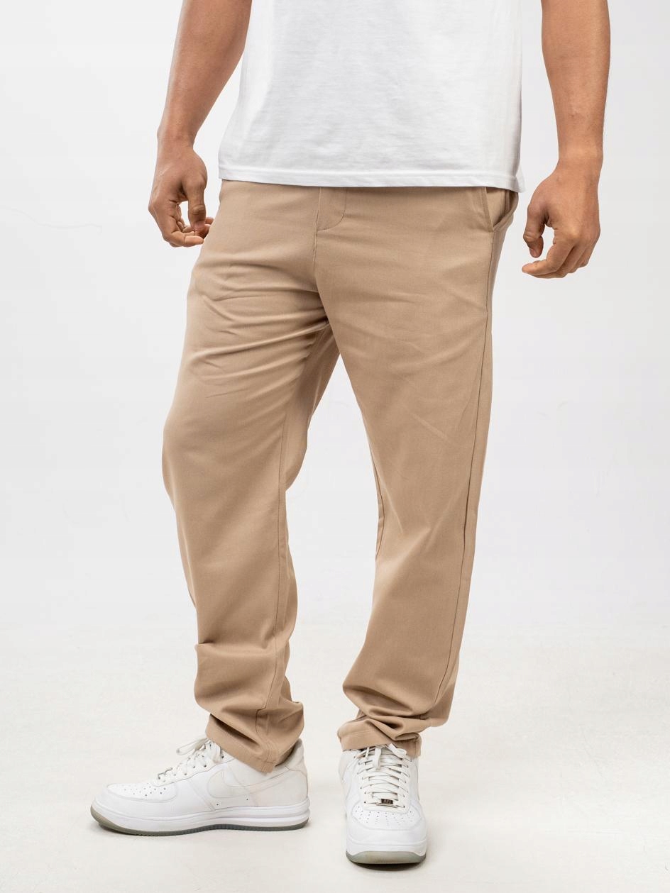 Chino Kalhoty Pánské Bavlněné Béžové Výšivky Jigga Wear M