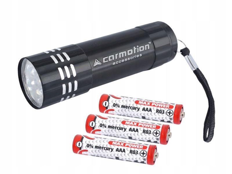 LATARKA ALUMINIOWA 9 LED BATERIE W ZESTAWIE Marka Carmotion