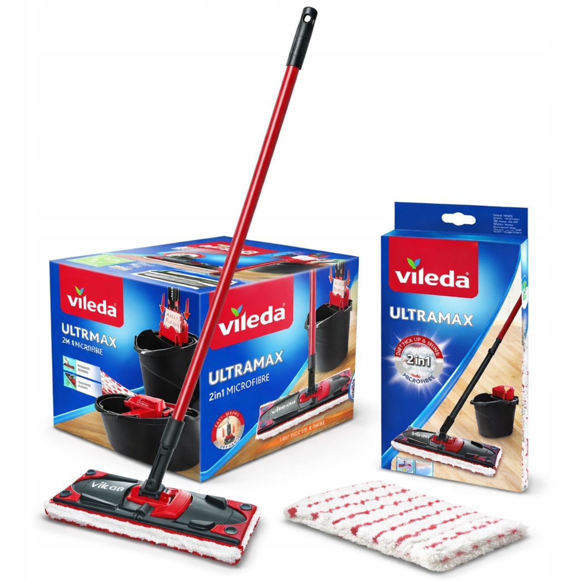 Levně Vileda plochý mop UltraMax box kbelík ždímač plus náhradní náplň Set