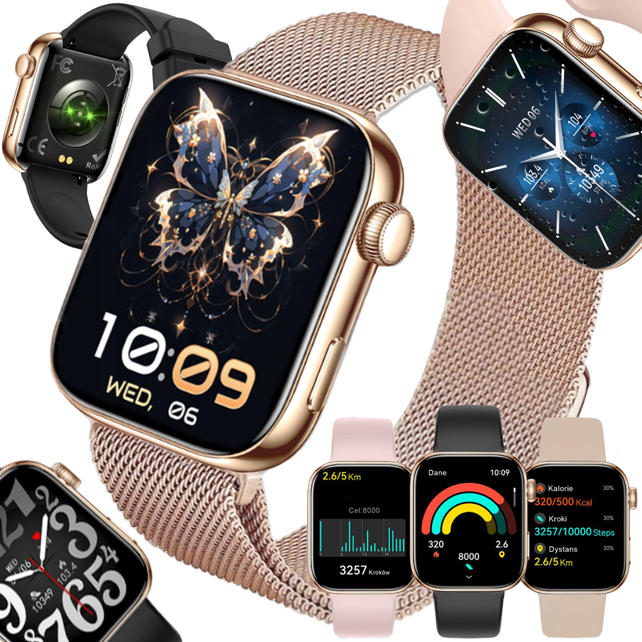 Chytré Hodinky Dámské Hodinky Hovory Menu Pl Zdraví Hd Amoled 1,85" 4 Řemínky