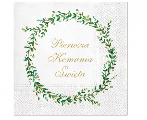 

Serwetki Komunia Święta wianek 33x33cm 20 szt Boho