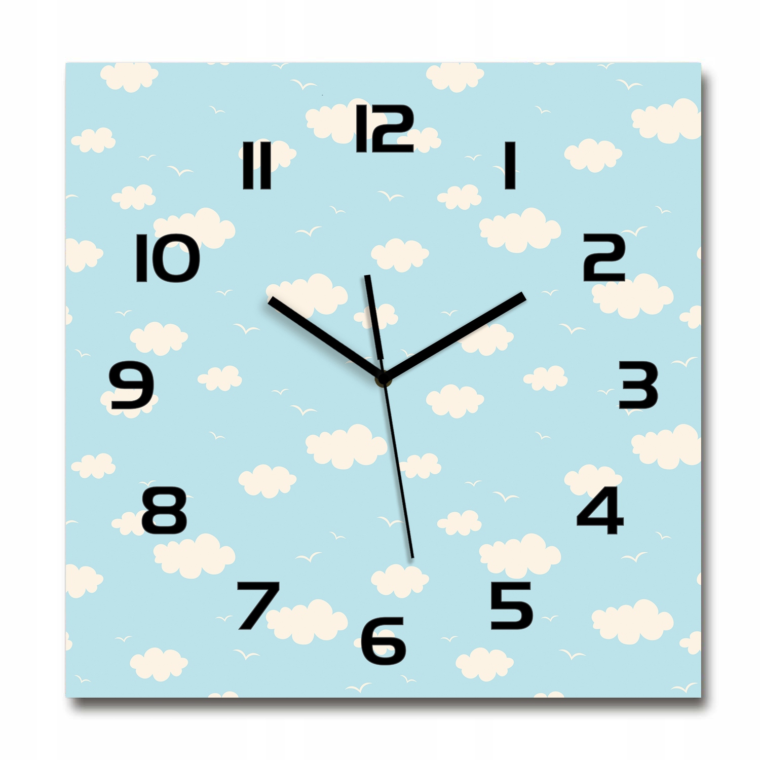 

Szklany duży zegar z piękną grafiką Chmurki 60x60