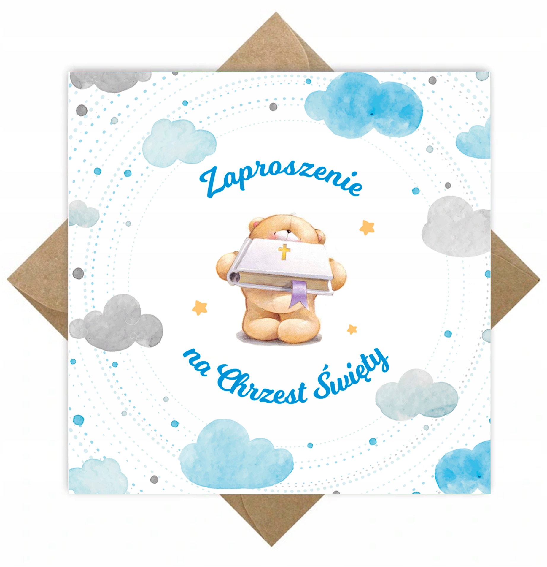Zaproszenia na CHRZEST Święty Chrzciny Miś 10 szt.