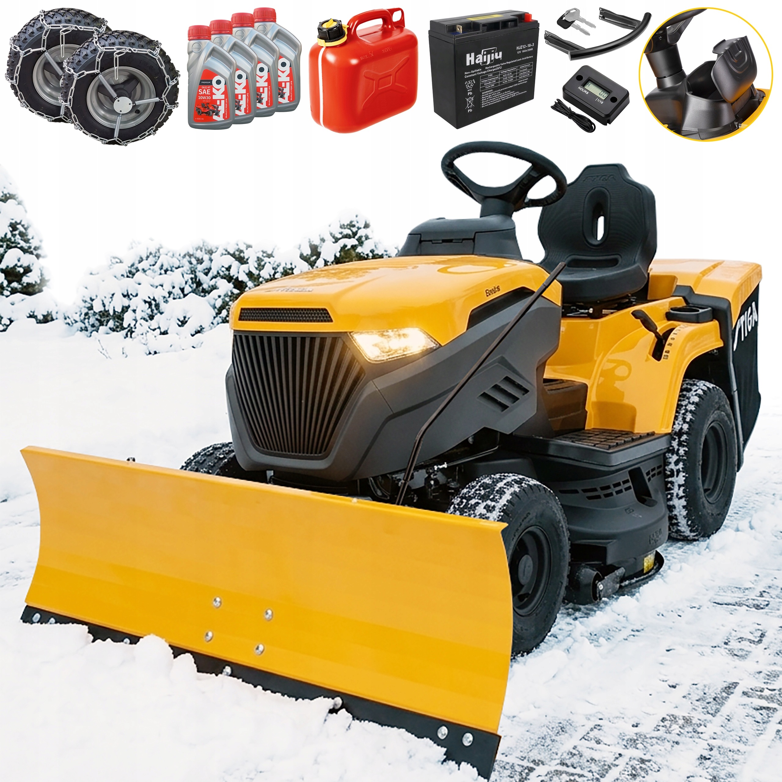 Traktor Ogrodowy z Koszem Stiga Estate 398 W Se Automat 3w1 Zestaw Pług