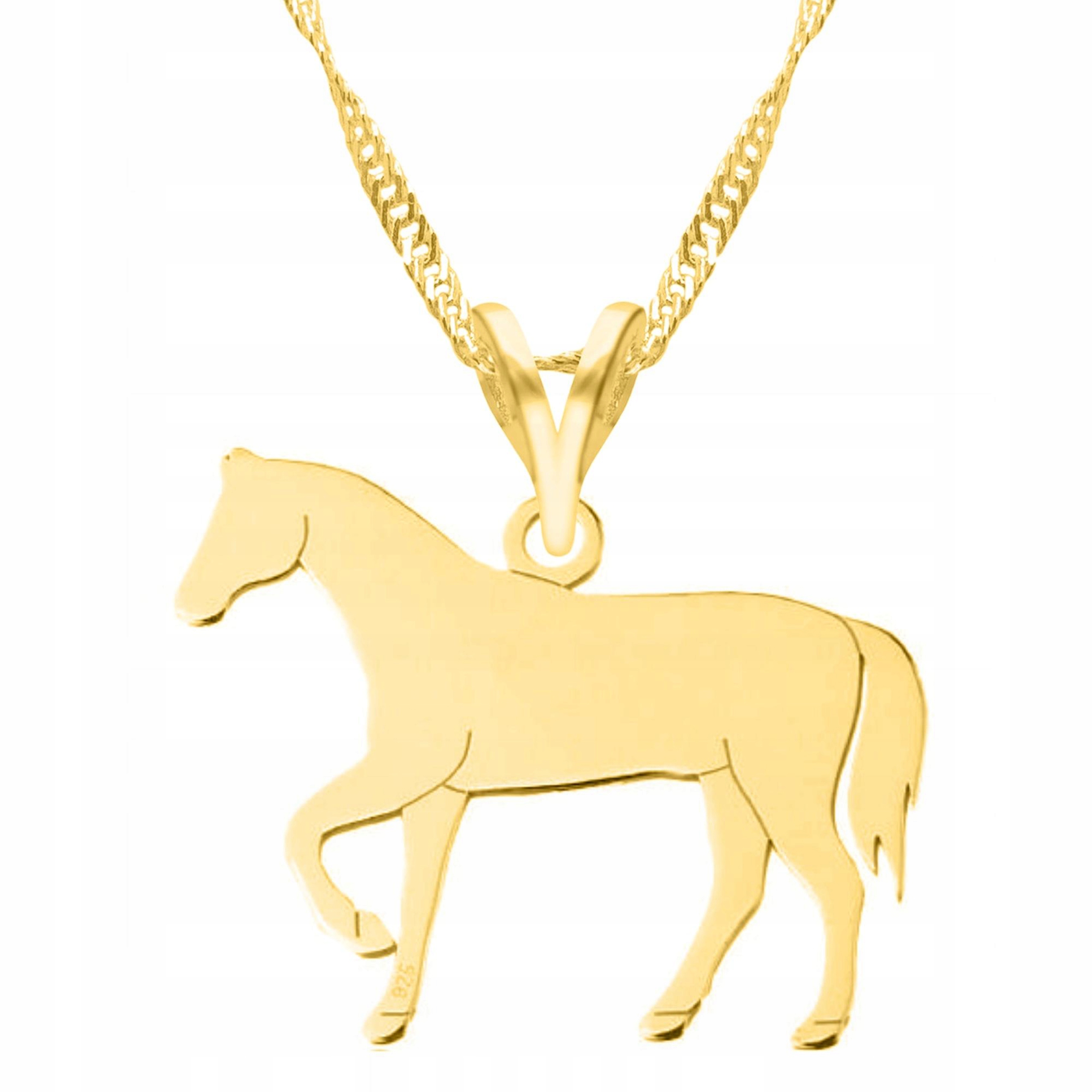 Zlatý náhrdelník s koněm Horse Kůň Koník pro koně Stříbro 925