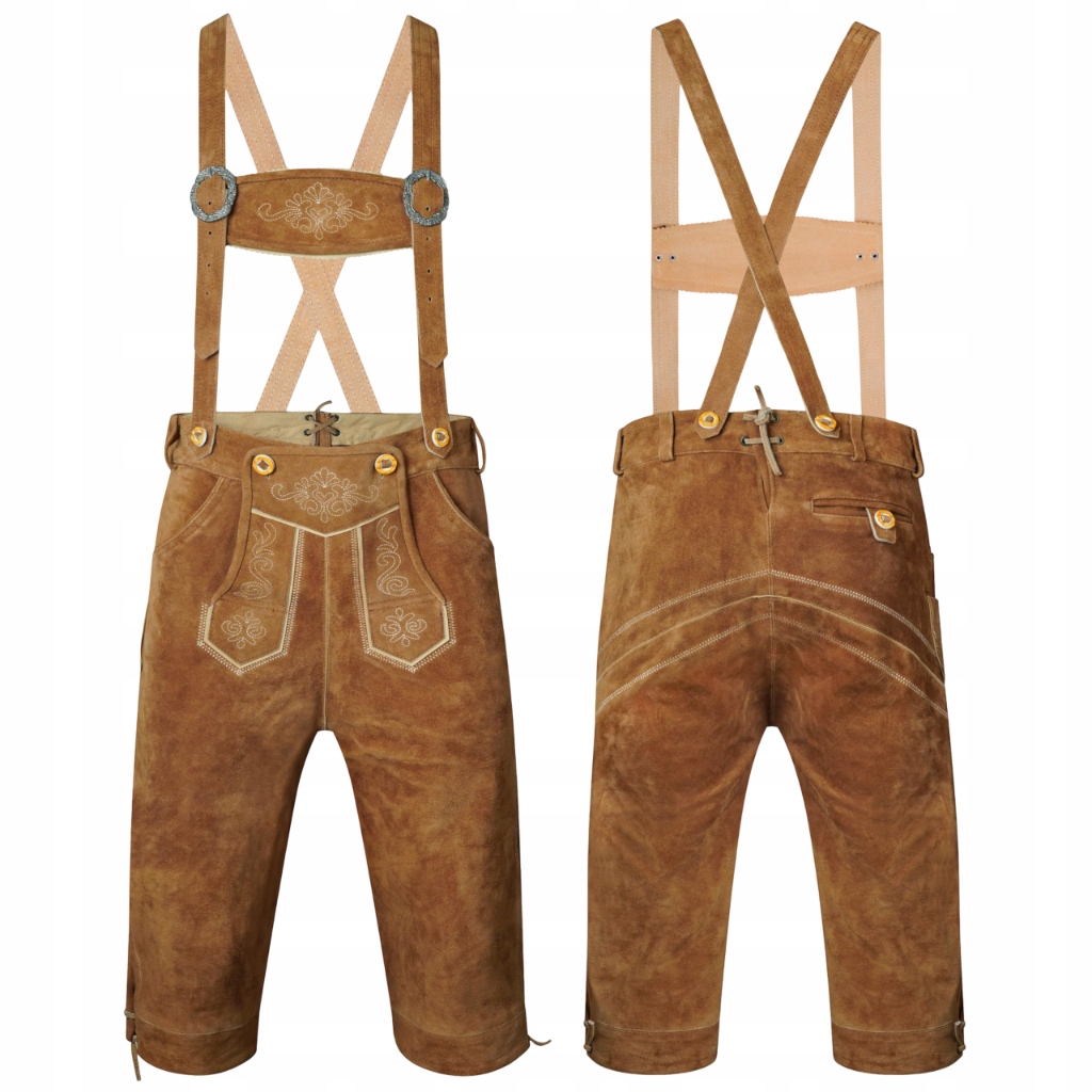 Pánské tradiční kožené kalhoty Oktoberfest Lidové šle Hnědé 46