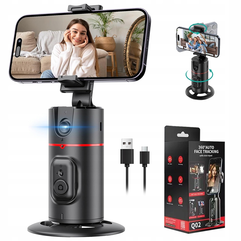 Obrotowy Uchwyt Na Telefon Śledzący Twarzy Ruch Statyw 360° Stopni Gimbal