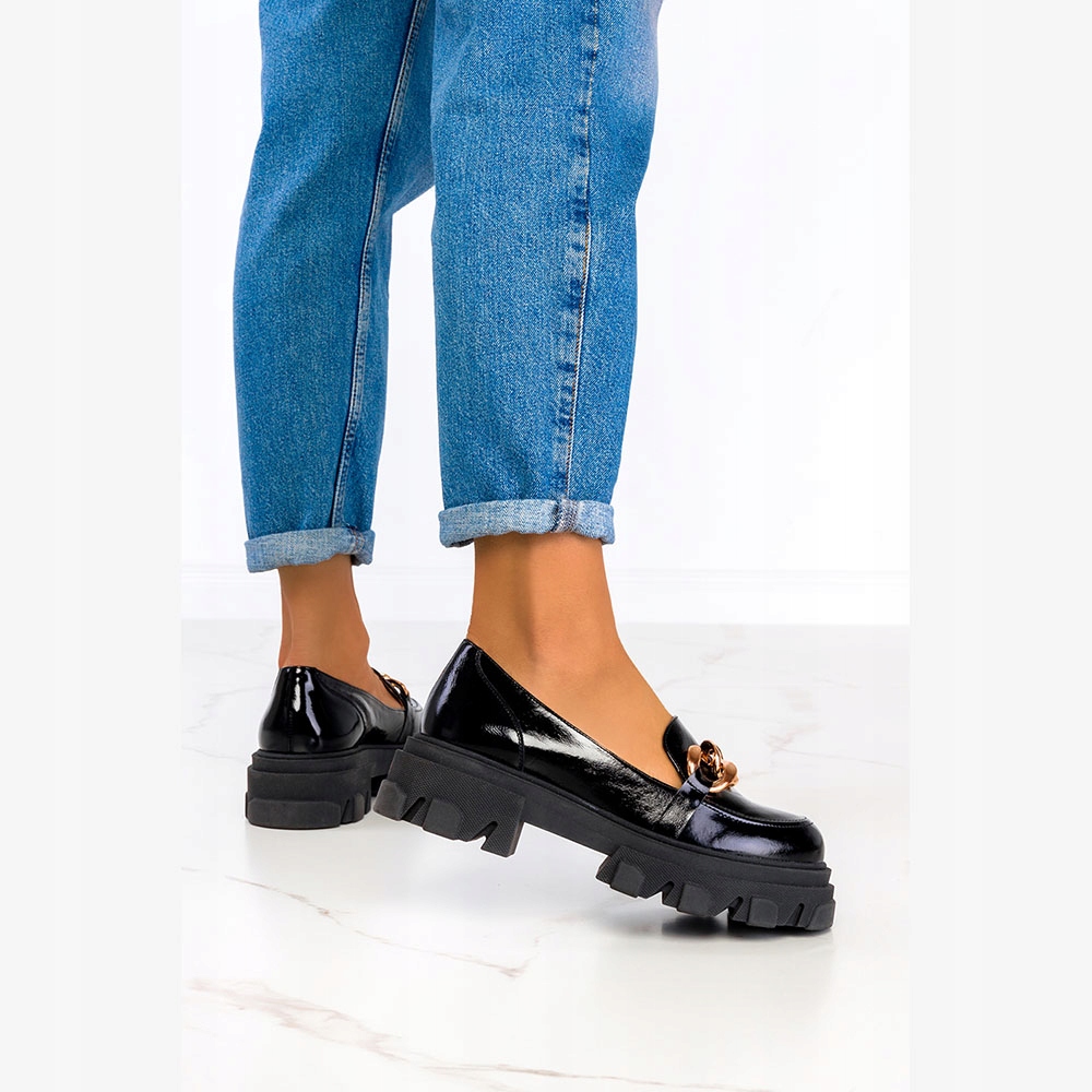 MOKASYNY PÓŁBUTY NA PLATFORMIE SKÓRA ŁAŃCUCH r 39 Marka Casu