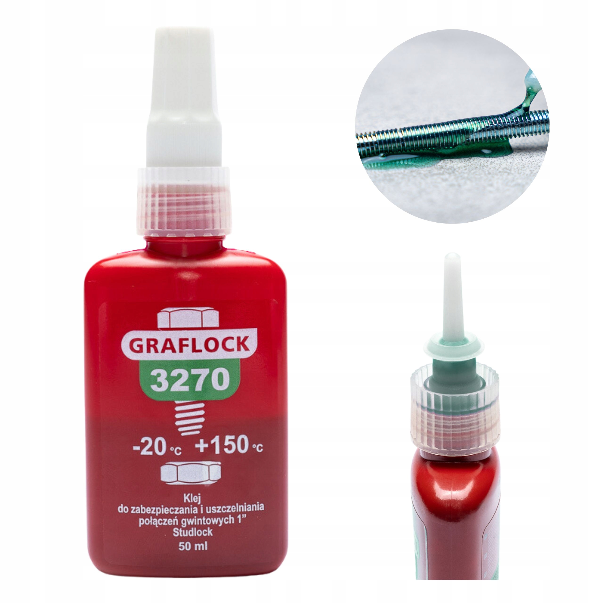 Klej Do Gwintów śrub zielony anaerobowy mocny do uszczelniania 50ml Grafen
