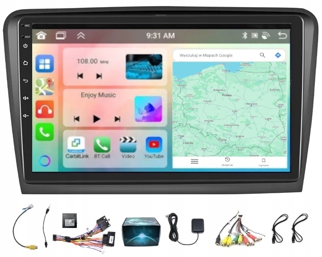 Rádio Navigácia Gps Android Škoda Superb 2008-2015 Carplay 4/64GB