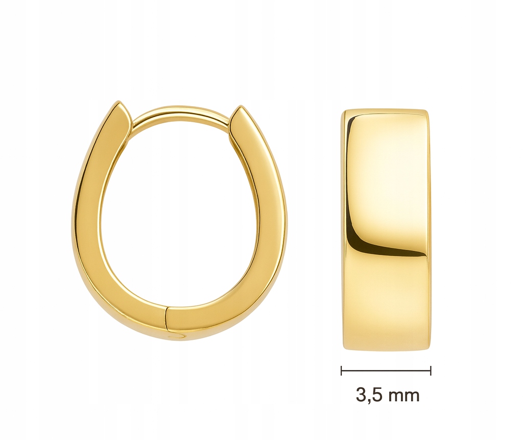 Damskie Złote Klasyczne Kolczyki Ponadczasowy Wzór Wysoki Połysk 14KT 585