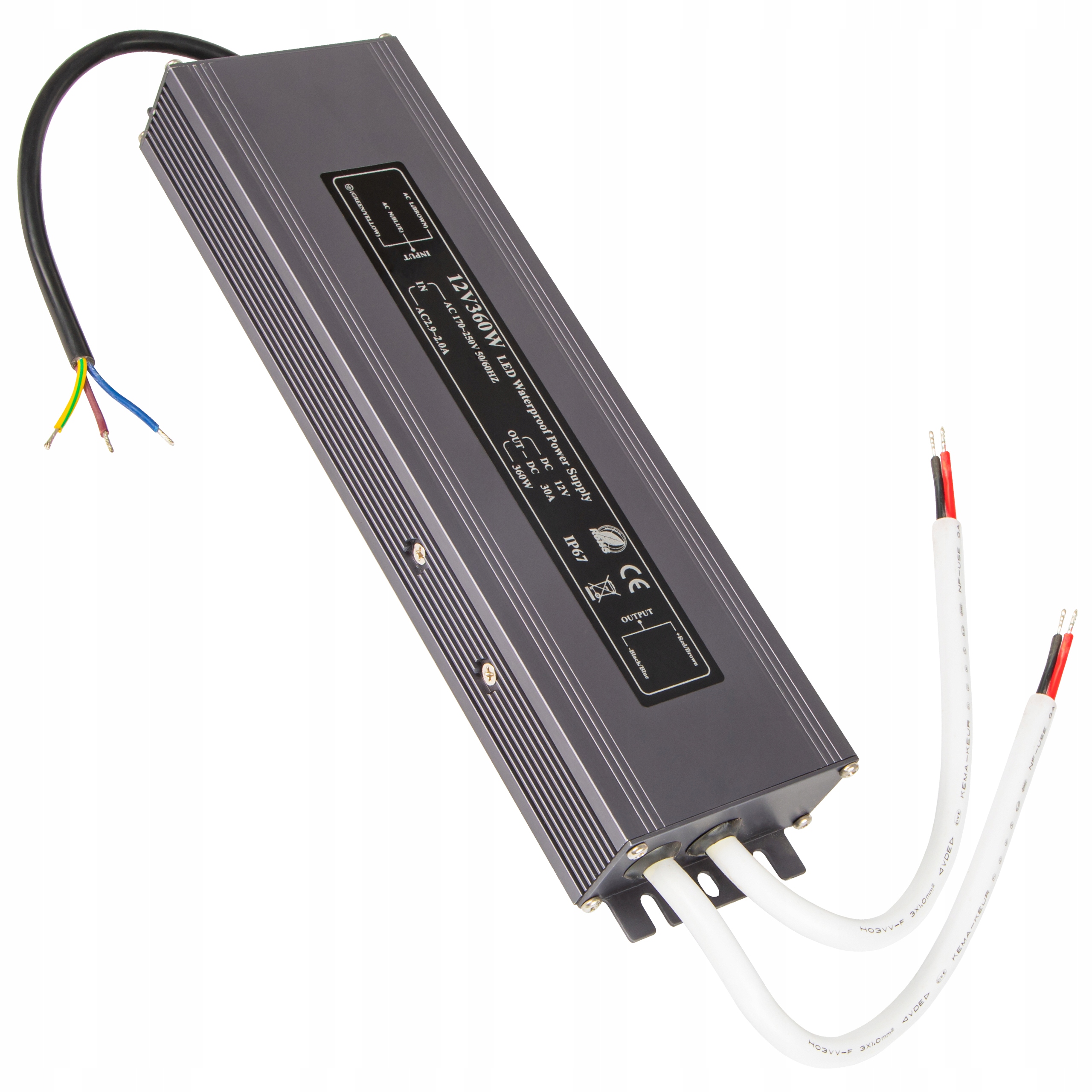 Napájecí Zdroj Pro Led Pásky Vodotěsný IP67 12V 30A 360W Ultra Slim Montážní