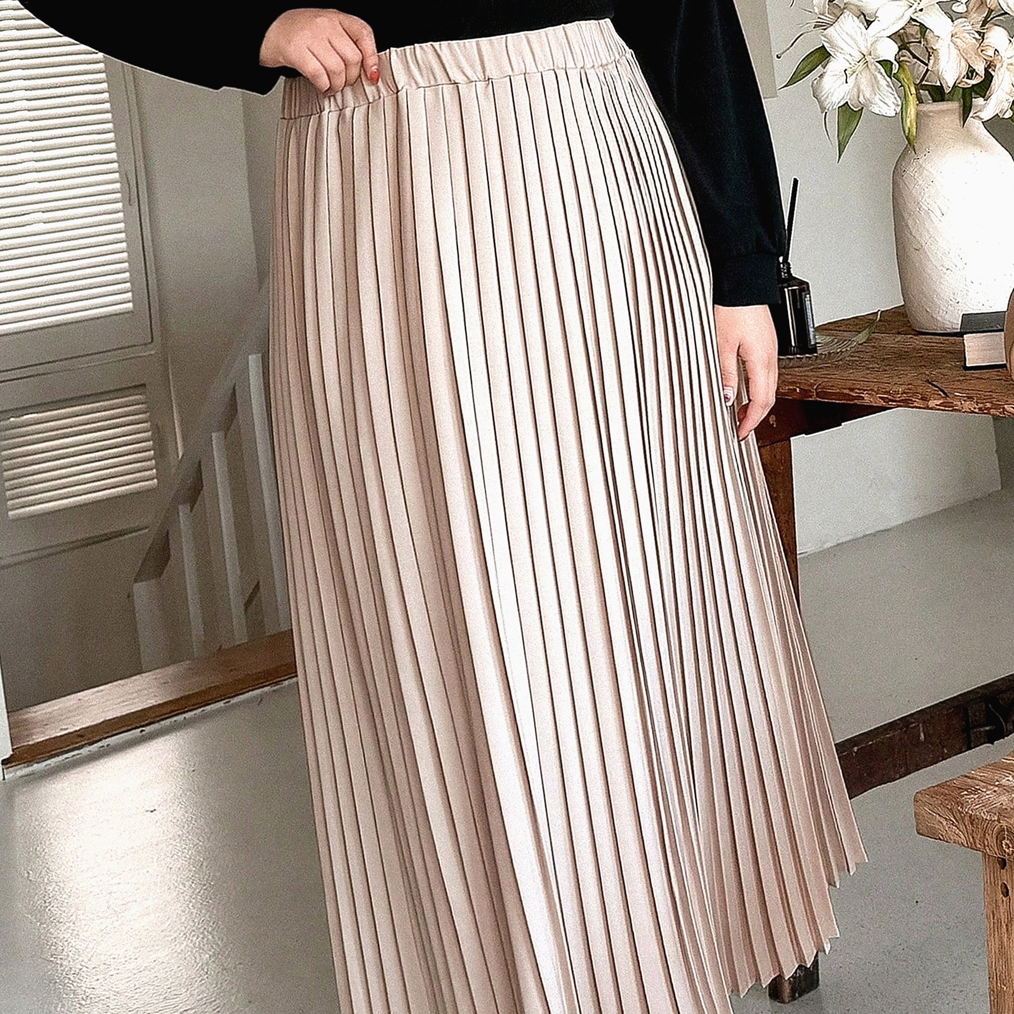 Sukně s elastickým pasem S Plisé pro každodenní nošení 4XL 48
