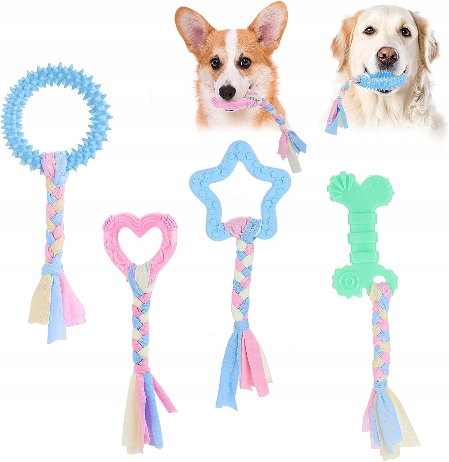 Kousátka Pro Štěňata Na Prořezávání Zoubků Guma Bavlněná Lana Sada