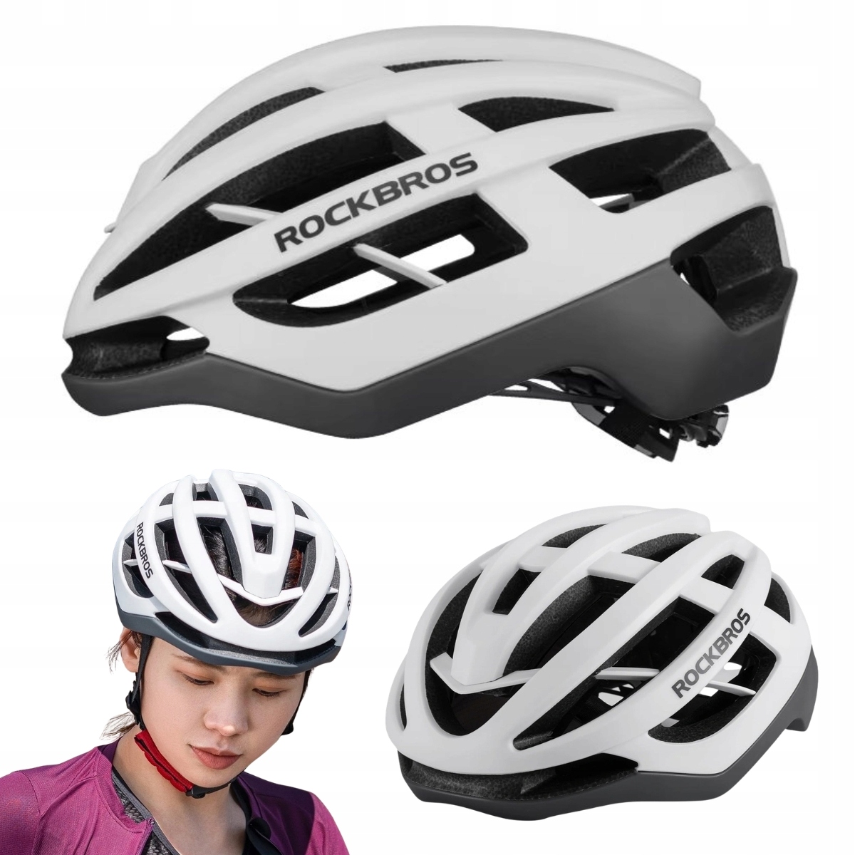 Cyklistická Přilba 58-61 CM, Lehká Ventilace, Bílo-šedá Rockbros
