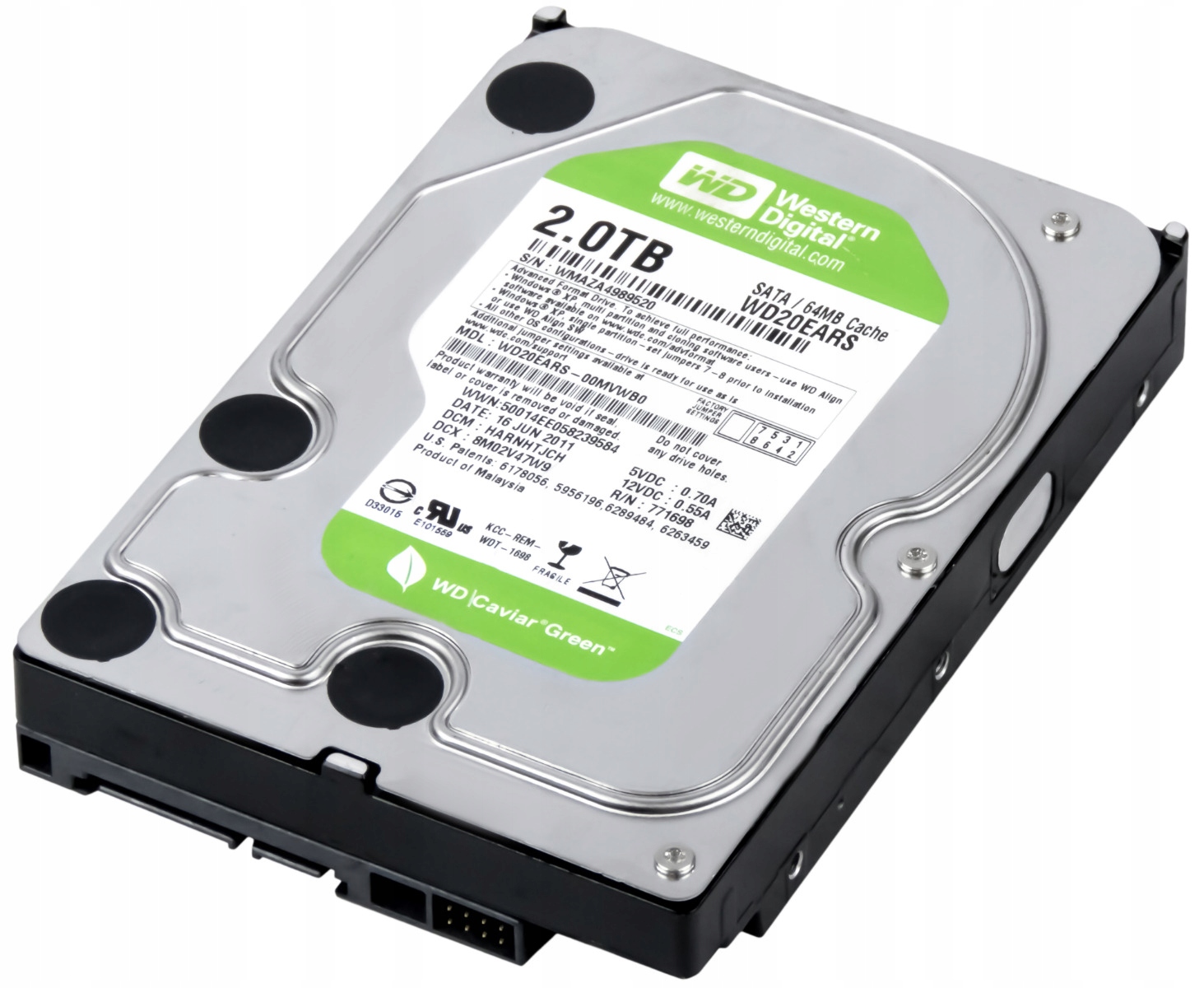 

Dysk twardy Wd Green WD20EARS 2TB Sata 3,5" 2000GB