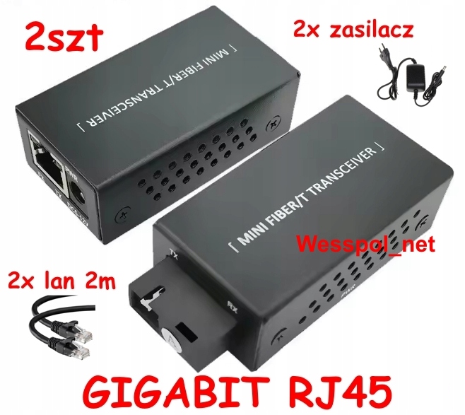 Media konwerter Gigabit jednomodowy mini fiber para 2szt