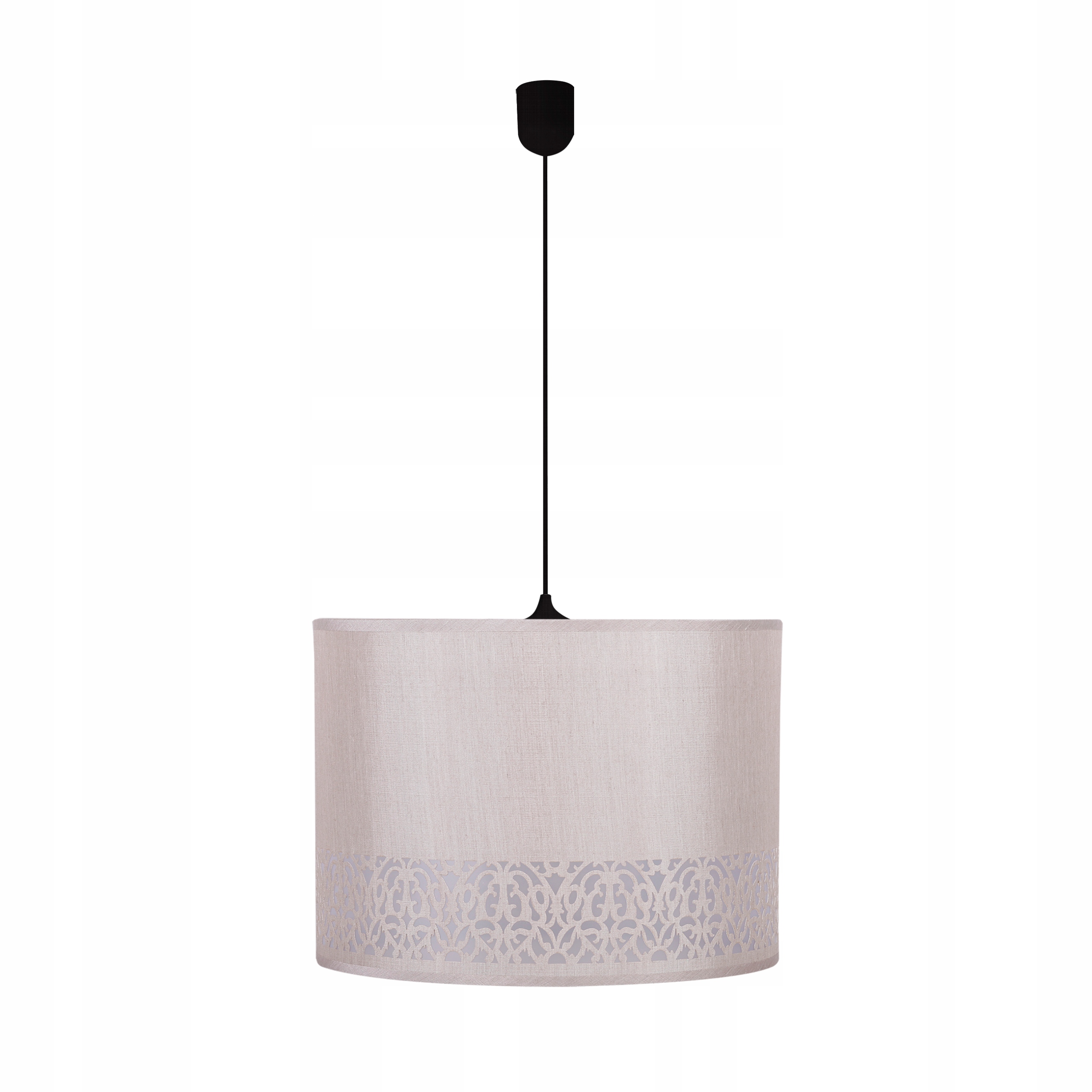 Závěsná lampa Arabesca Černá 110x33 cm 1x60W E27 Abažur Cylinder Krémová
