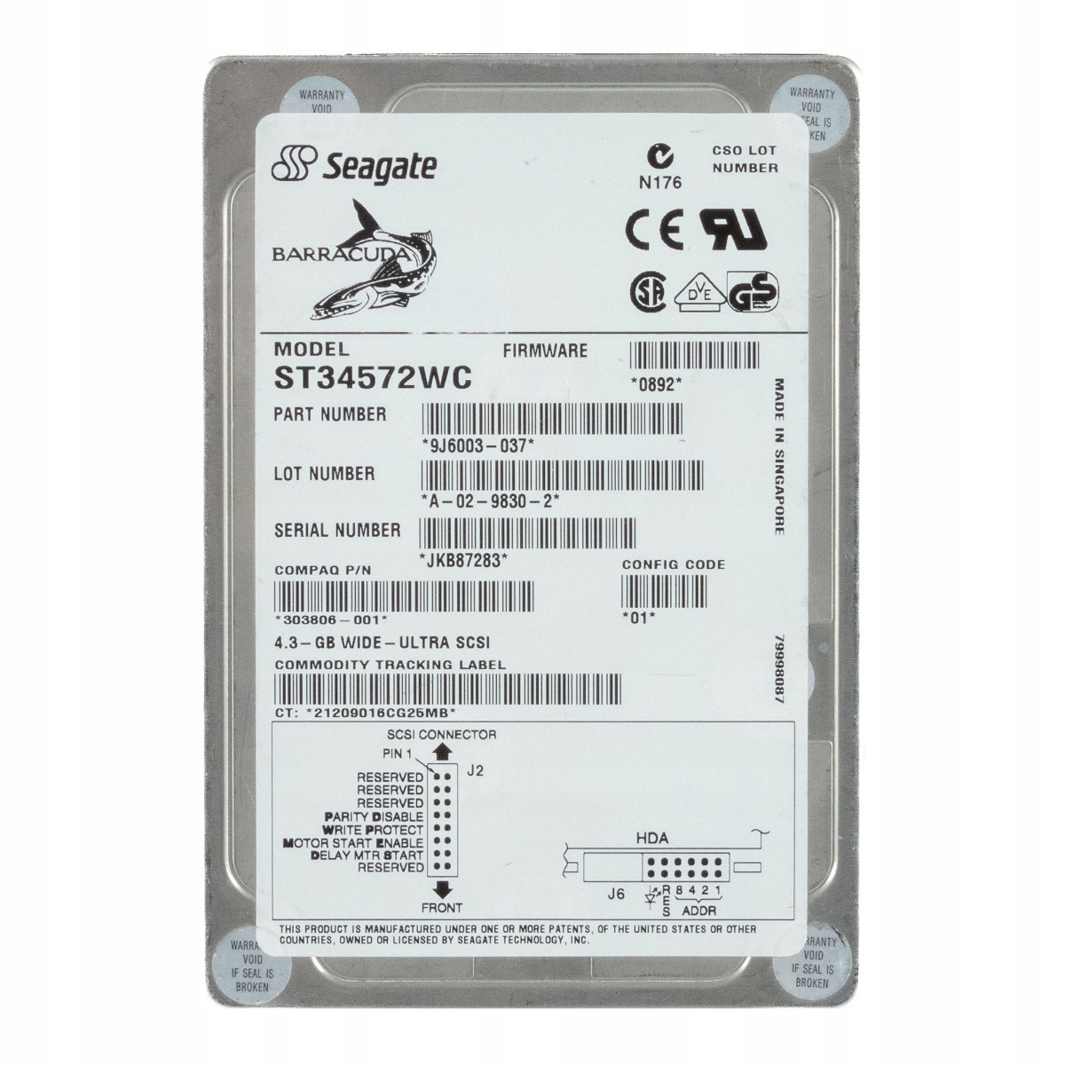 Seagate BarraCuda 4XL 4.55GB 7.2K Scsi U160 3.5'' ST34572WC