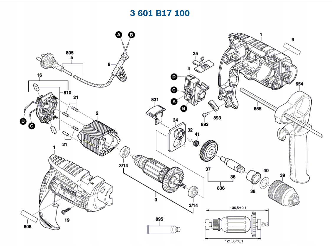 Koło zębate Wiertarka udarowa BOSCH GSB13RE 100