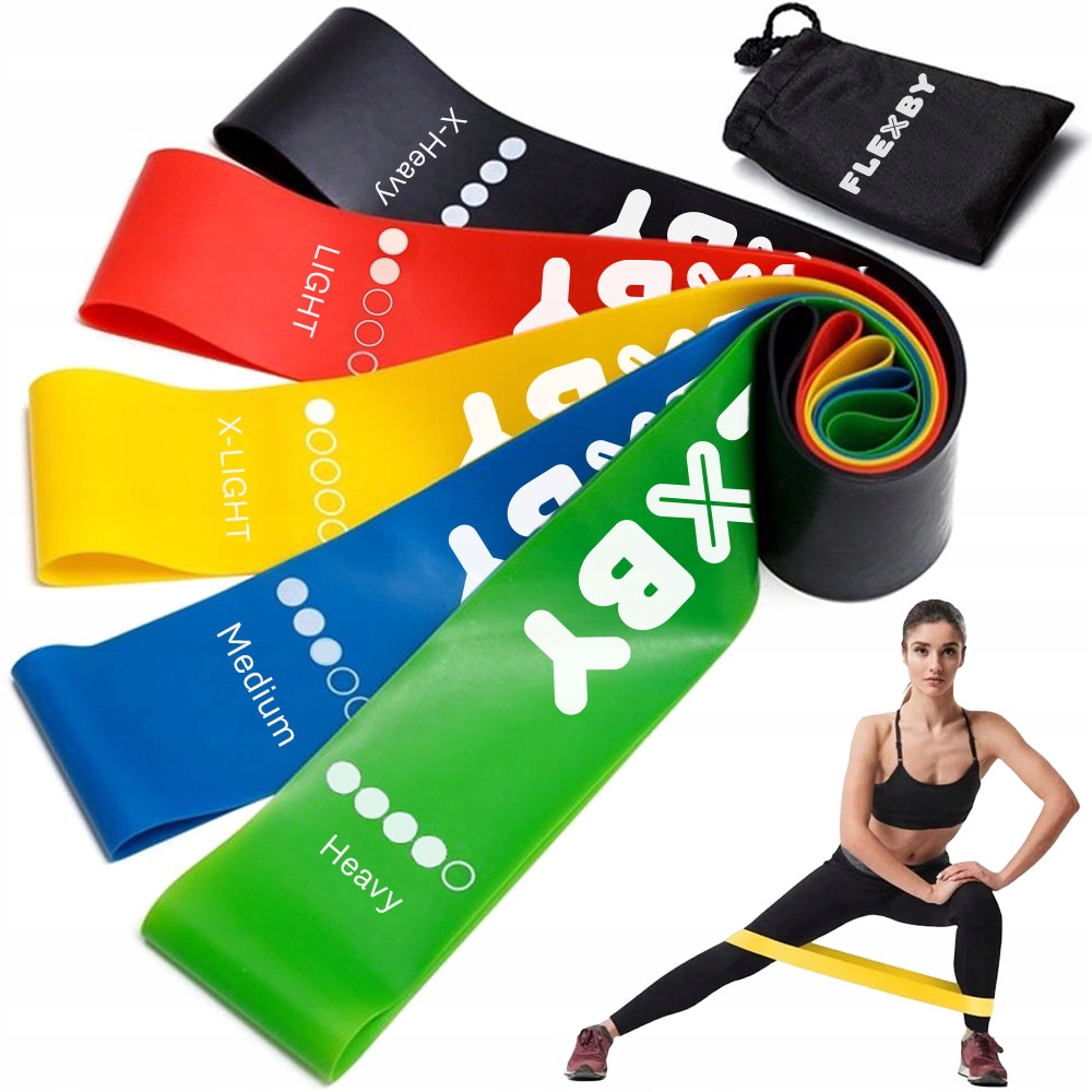 5x Gumy Taśmy Oporowe Treningowe Do Ćwiczeń Rozciągania Fitness Mini Band