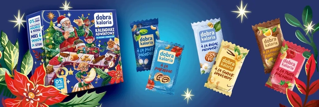 Адвент-календарь Dobra Kaloria 2026, 24 мини-батончика шести вкусов — фото 6