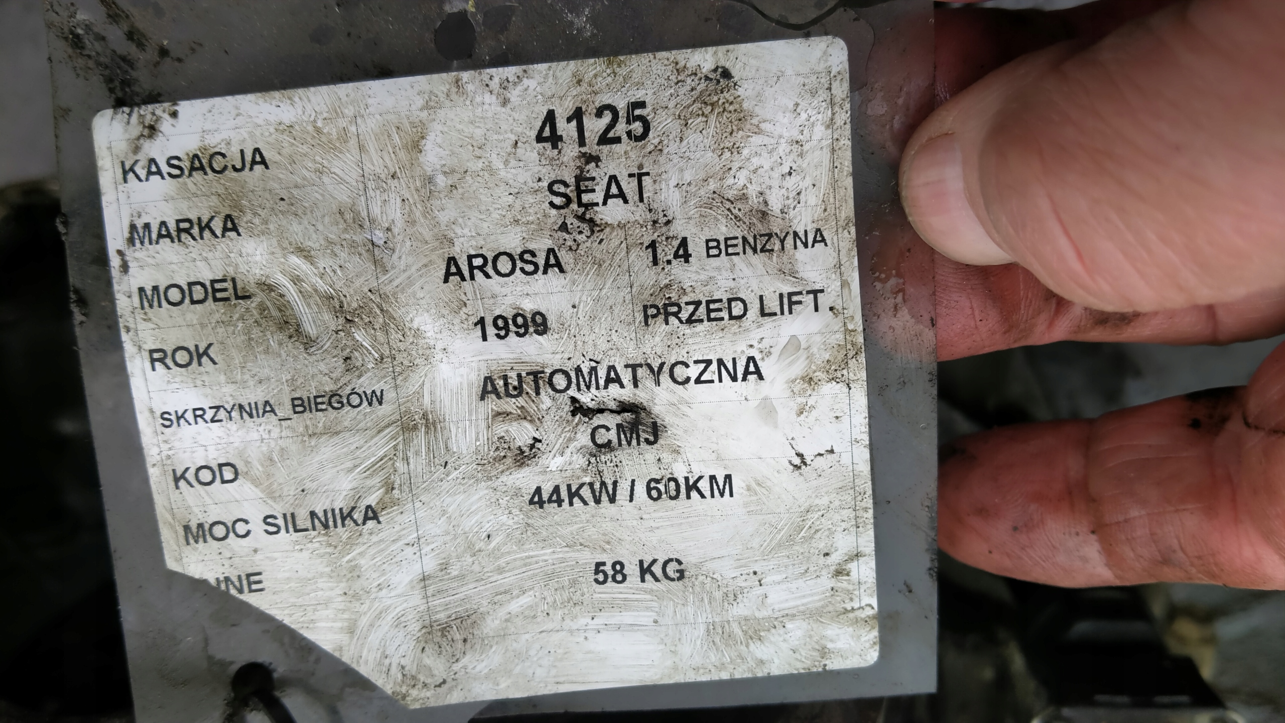 Seat Arosa 1,4B 44KW 60KM Getriebe CMJ