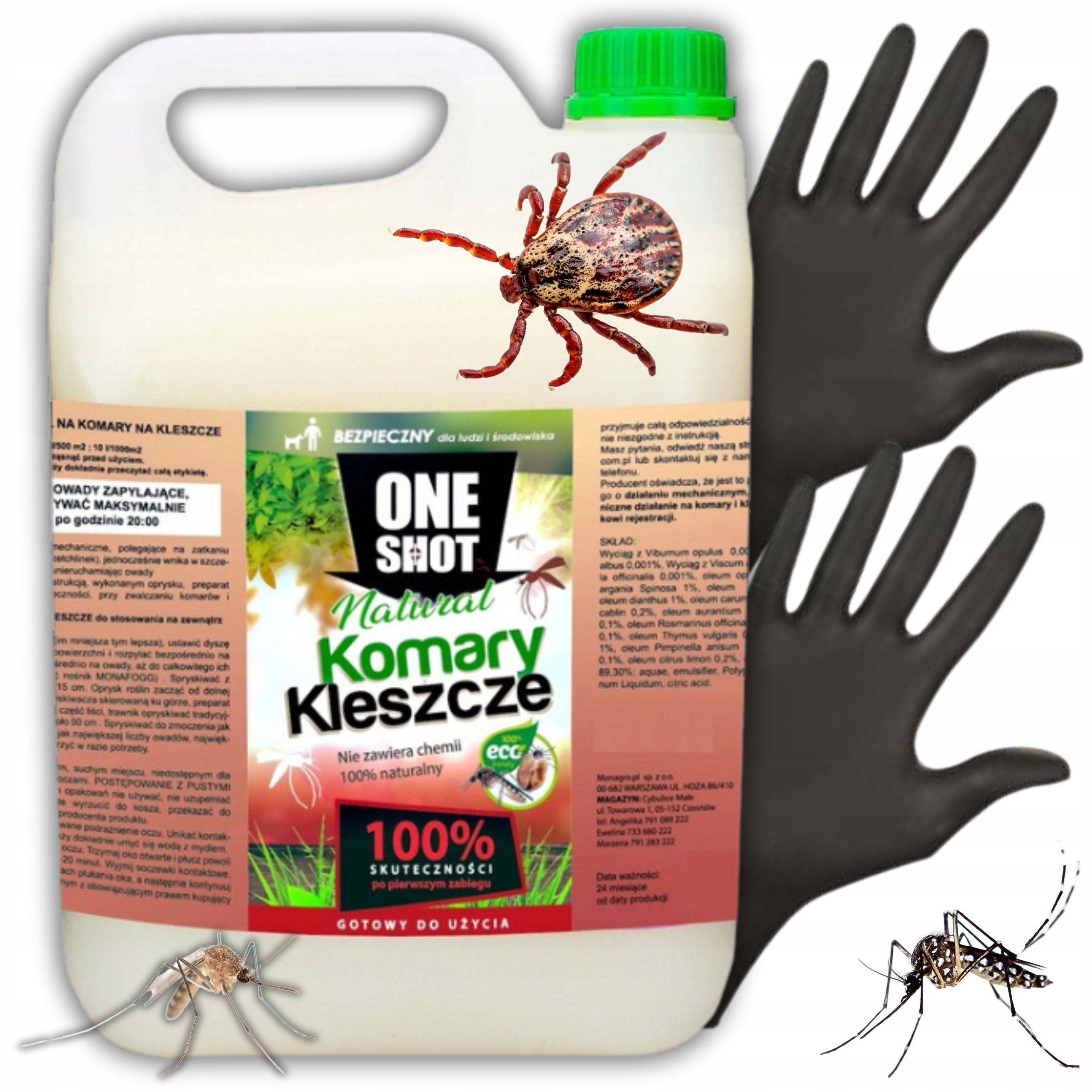 Środek Płyn na Komary i Kleszcze Muchy Końskie 5L Silny Oprysk One Shot XXL