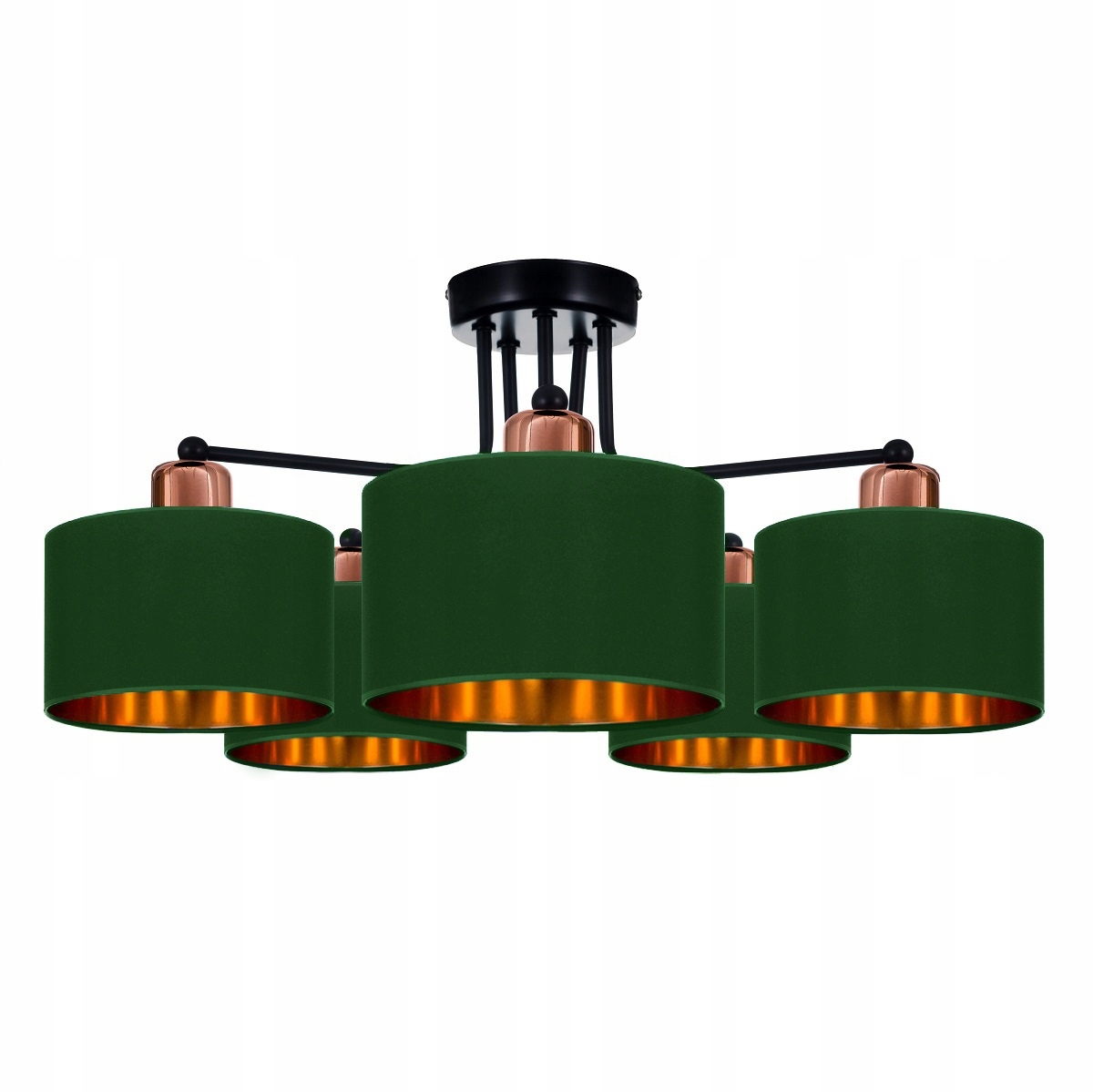 

Lampa Plafon Sufitowa Żyrandol Zielono - Złoty Led