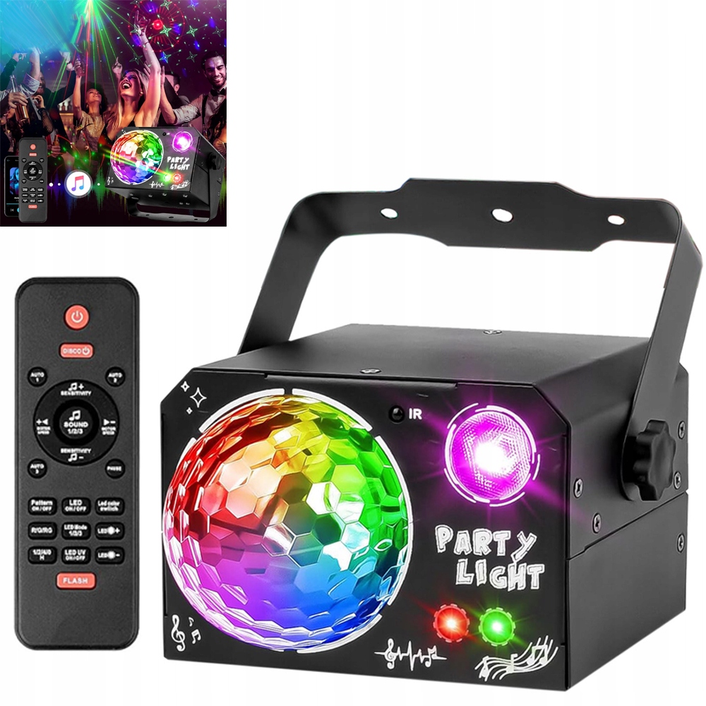 4V1 Disko Koule Laserové Led Párty Osvětlení S Dálkovým Ovládáním