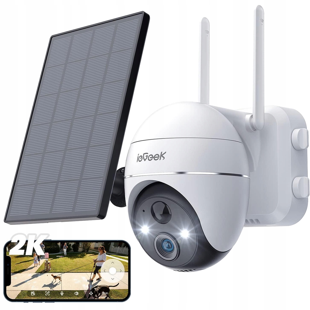 ZEWNĘTRZNA SOLARNA KAMERA OBROTOWA WIFI 3MPx NA BATERIE Z PANELEM SOLARNYM