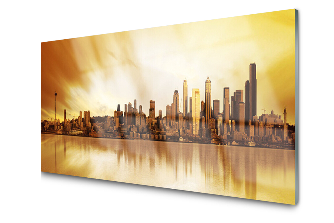 

Panel szklany dekor Miasto Domy 140x70 + Klej