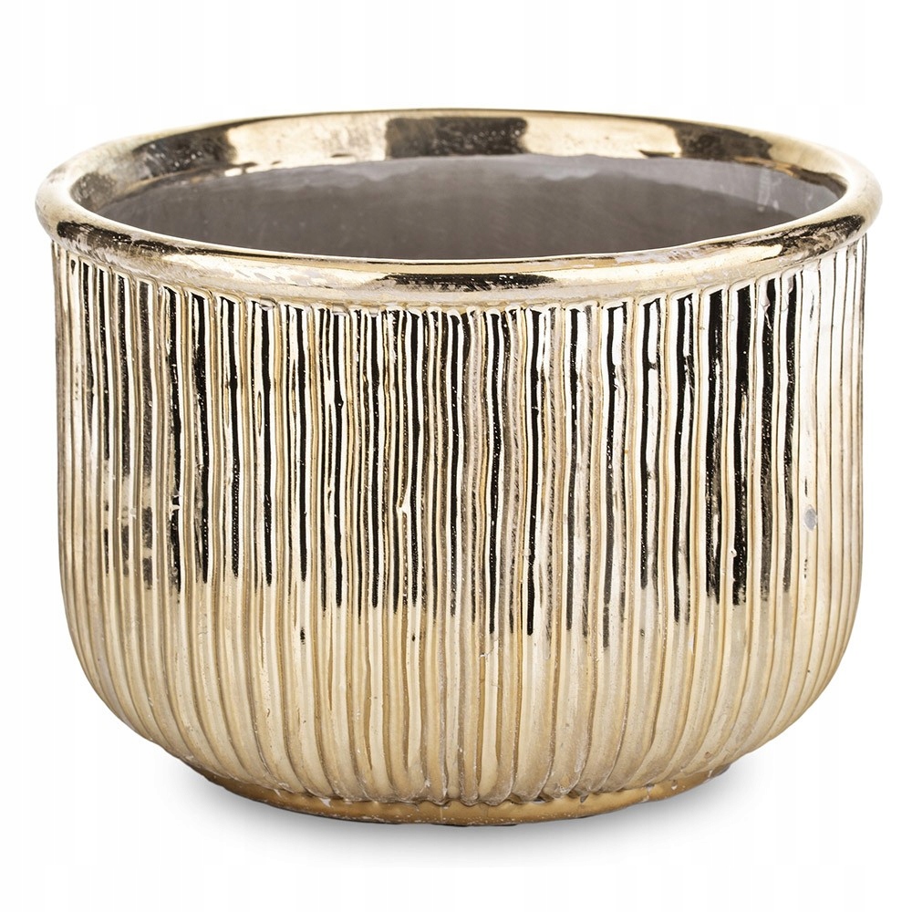 DONICZKA ZŁOTA 14x20cm PRĄŻKOWANA CERAMICZNA