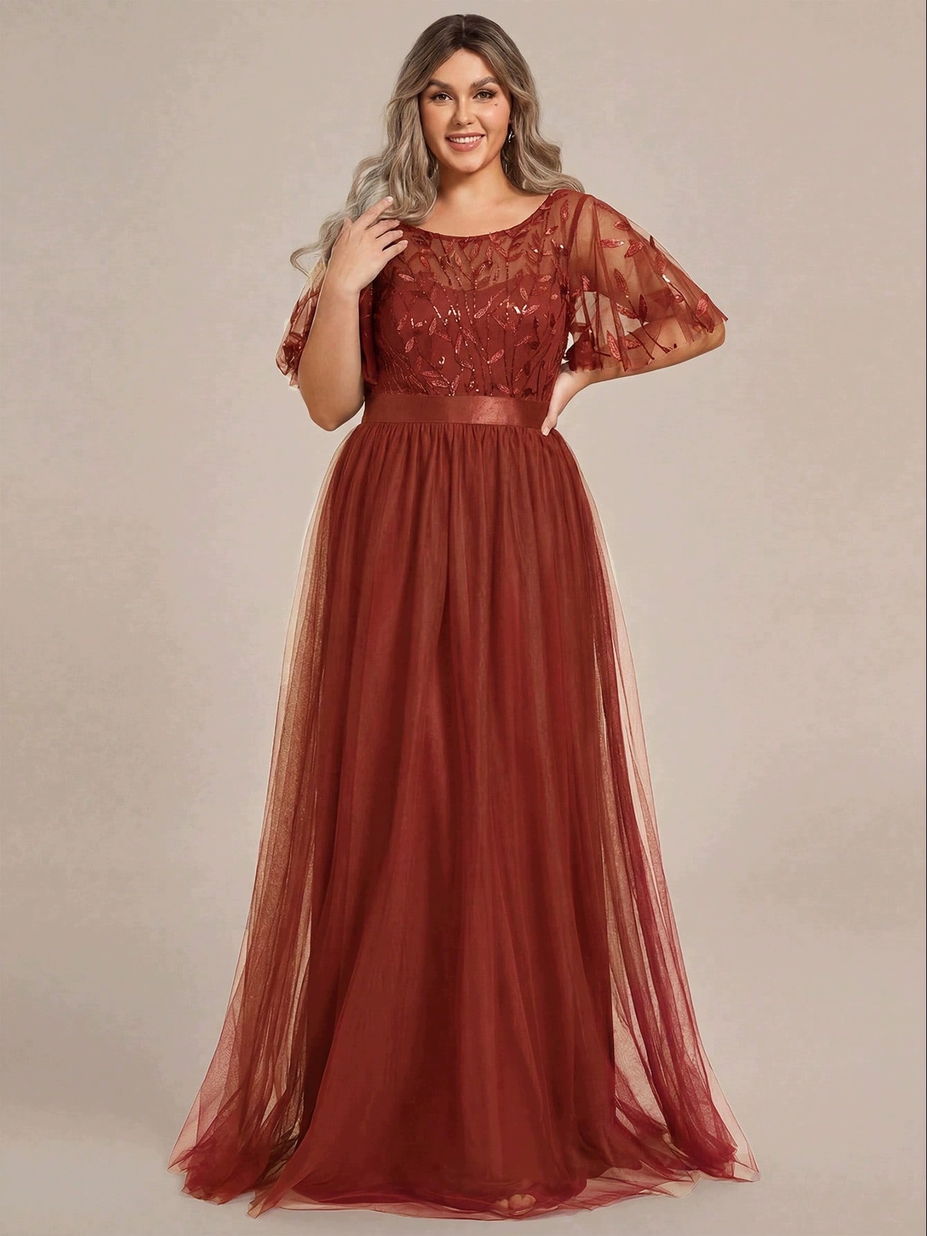 Shein Šaty Plus Size Tylové S Flitry Na Svatební Hostina 46 1 Ma