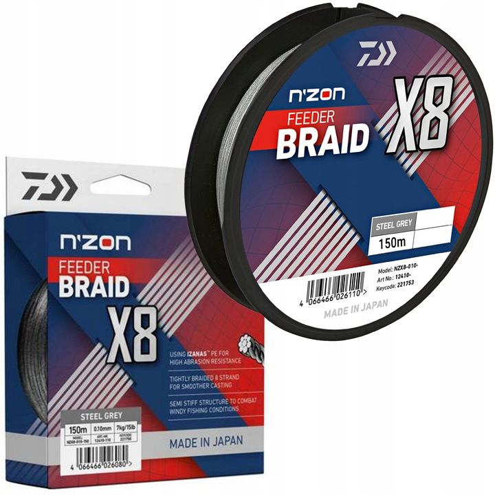 Plecionka Daiwa N'zon X8 0.12mm 150m Steel Grey