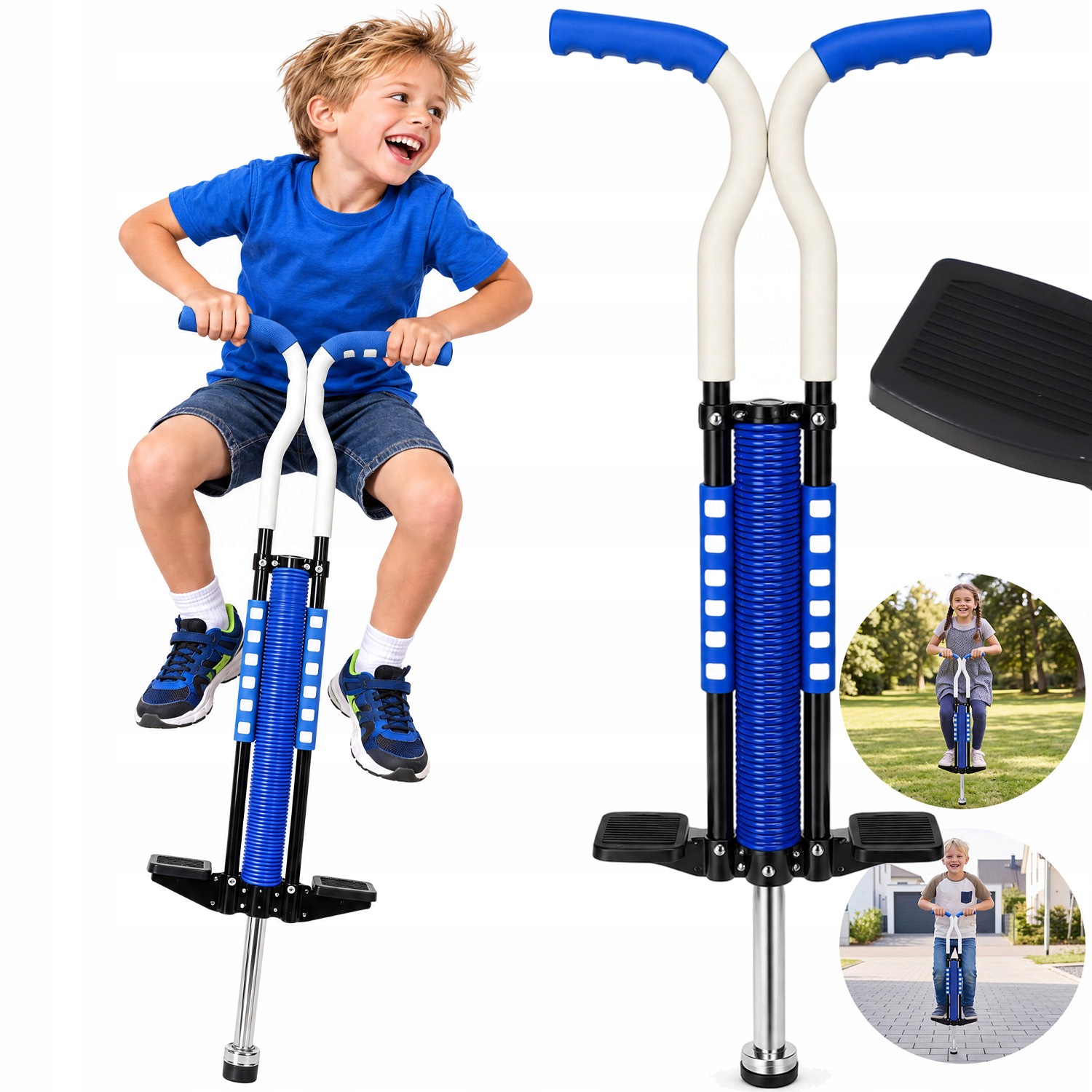 Pogo Skoczek Drążek Jump Stick Do Skakania Dla Dzieci Do 72KG Niebieski