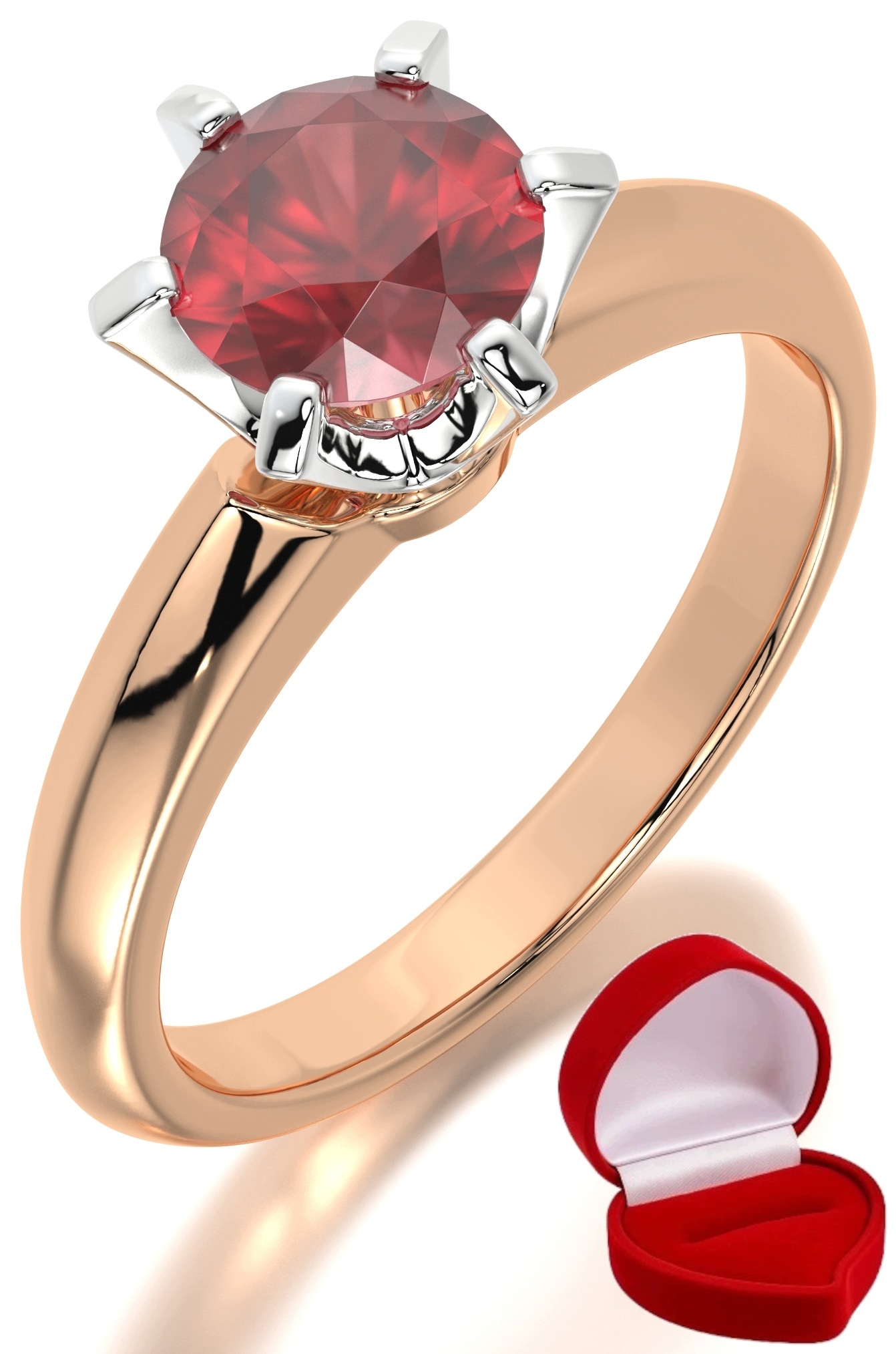 Zlatý Prstýnek 585 14k Rubín 1 ct Růžové Zlato R8