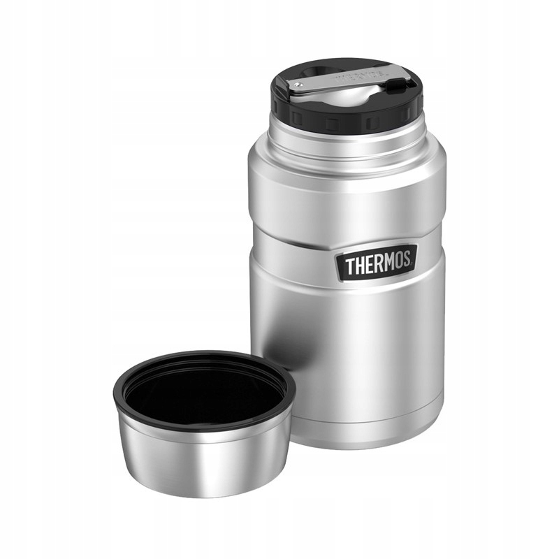 Thermos Style Termos obiadowy z łyżką i kubkiem metaliczny szary 710ml