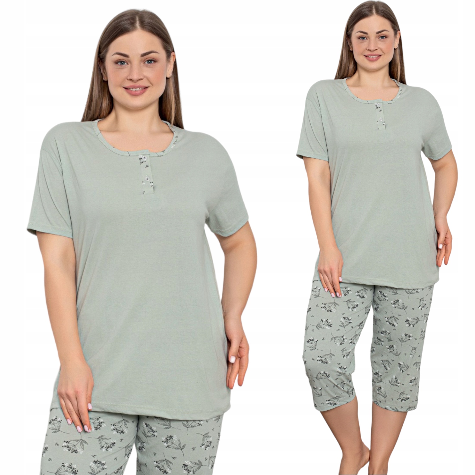 

Pizama Damska Duze Rozmiary Krotki RĘK.3/4 Spodnie