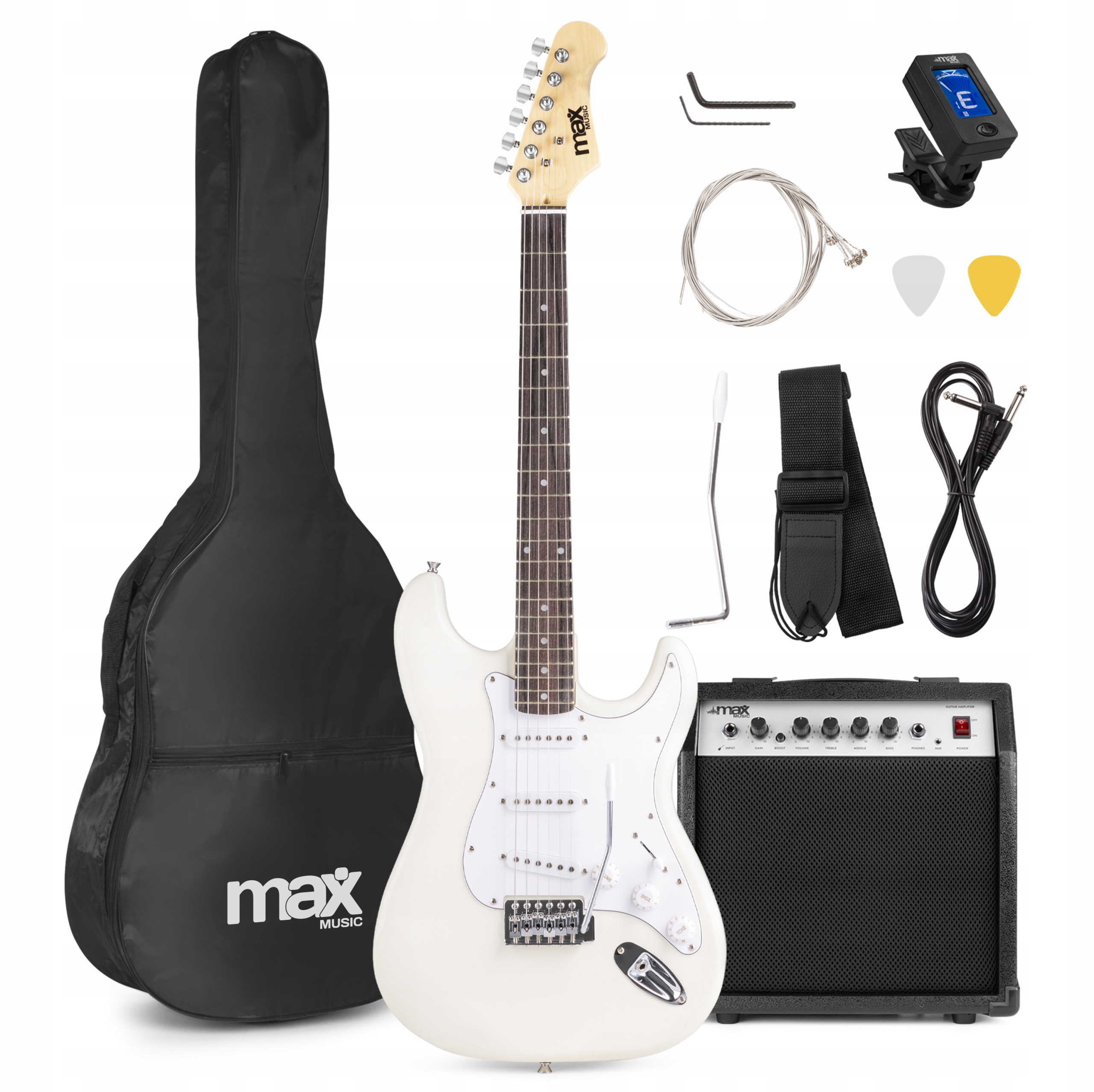 Zestaw Gitara Elektryczna Wmacniacz Tuner dodatki