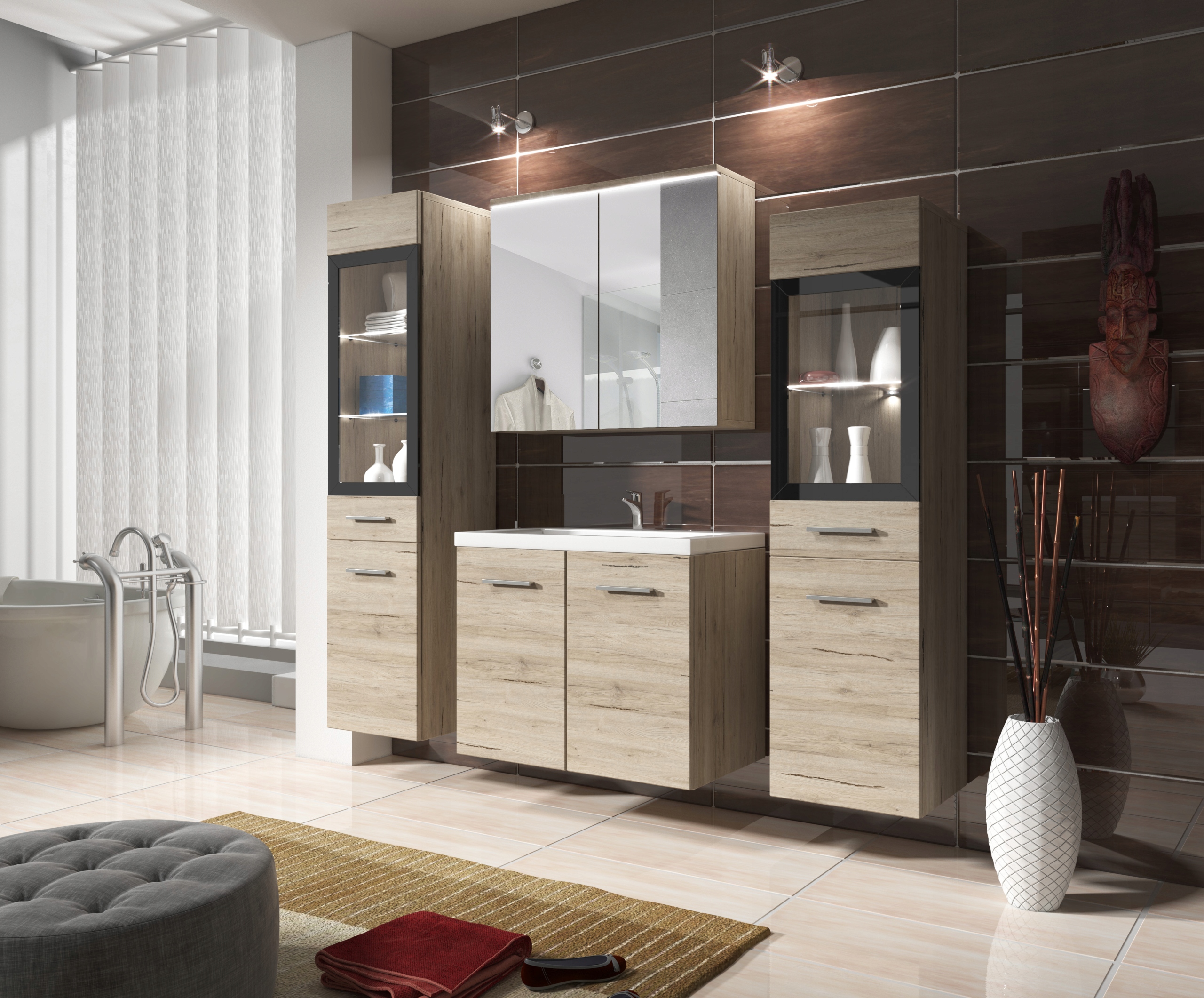 

Meble łazienkowe Udine Umywalka Lustro Witryna