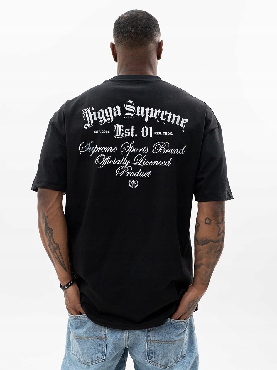 Tričko Oversize Tričko s krátkým rukávem Pánské Černé Jigga Gothic XXL