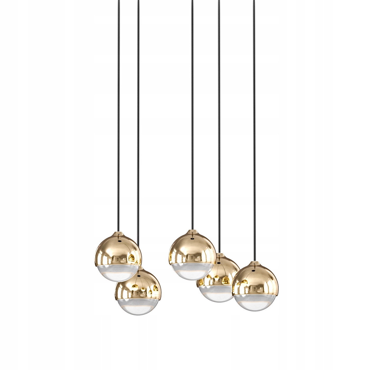 Elegantní kolotočový lustr Boliciana V Gold, pozlacené koule do obývacího pokoje