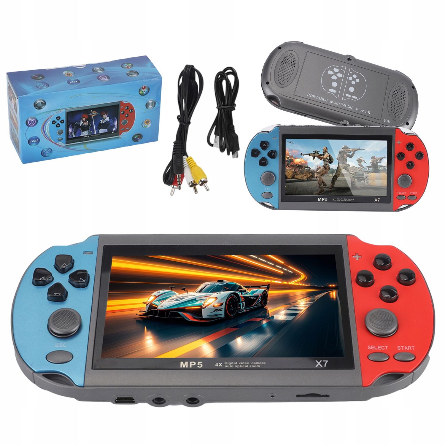 Konsola Przenośna Do Gier X7 Retro Dużo Gier MP5 Polskie Menu Dla Dzieci