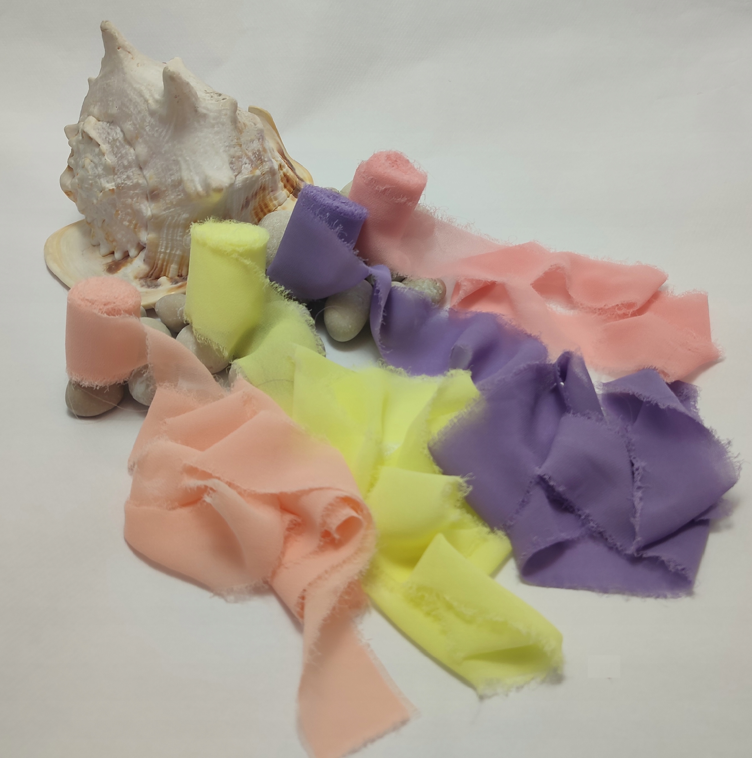 Šifonová stuha 38 mm Balíček Mušle oceánu